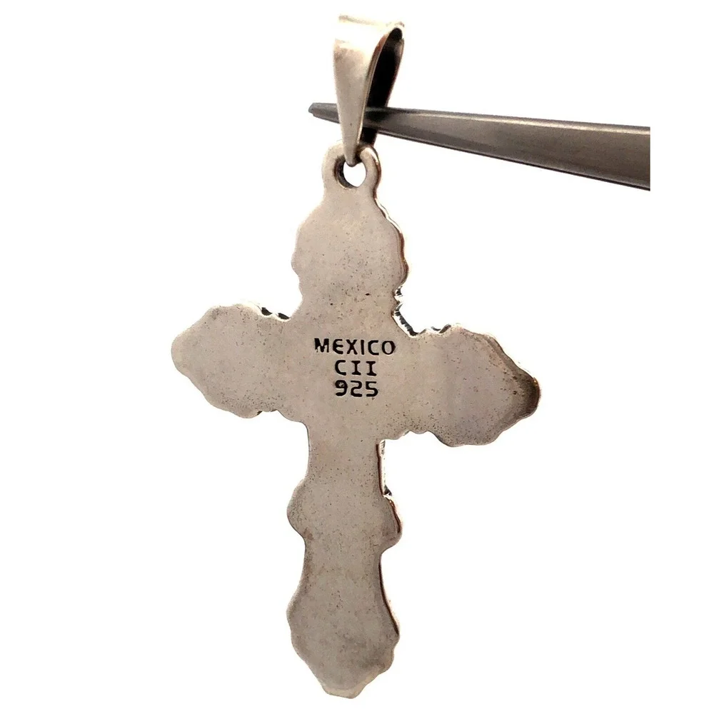 Designer CII Mexico 925 Sterling Silver Statement Cross Pendant - Picture 6 of 9